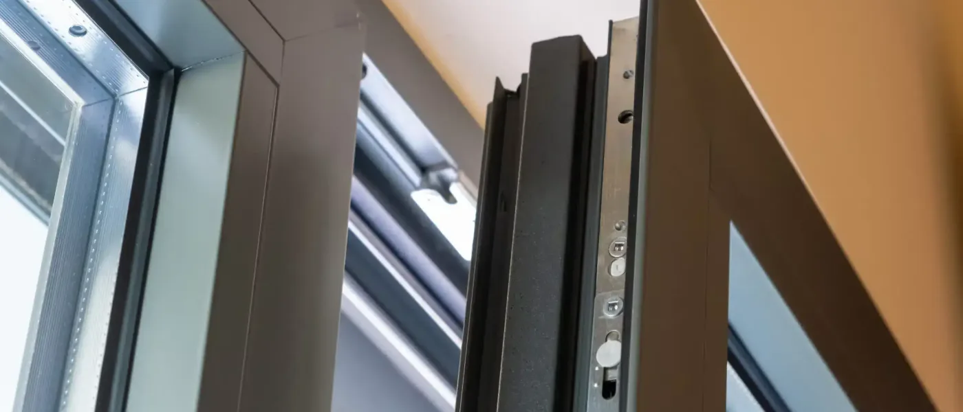 Professional replacing a patio door lock mechanism in a modern London apartment with French door handles